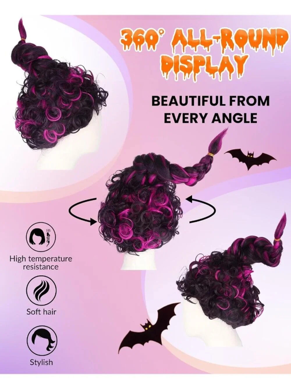 Women's Purple Cosplay Convenient Set Include Adjustable Wig Cap Headpiece